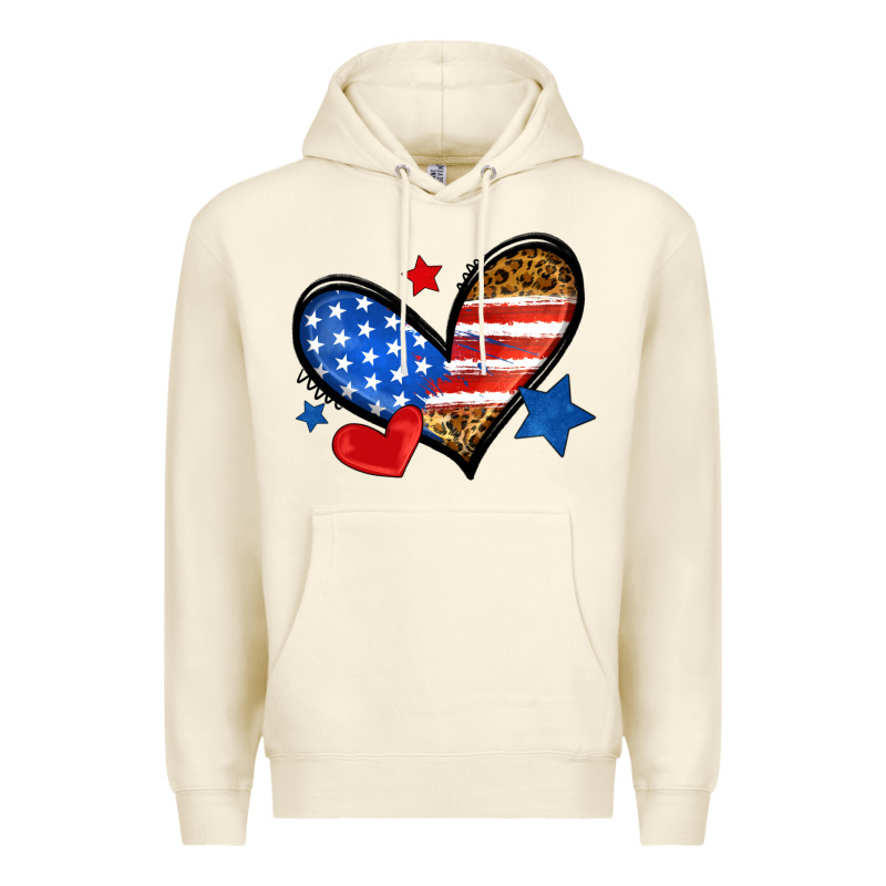 American Flag Heart Leopard Premium Hoodie by Neo Western | Teevron