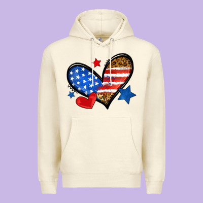 American Flag Heart Leopard Premium Hoodie Designed By Neo Western