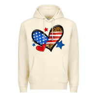 Sandshell American flag heart leopard Premium Hoodie - Neo Western