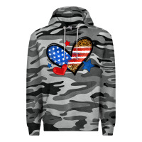 Slate Camo American flag heart leopard Premium Hoodie - Neo Western