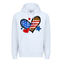 White American flag heart leopard Premium Hoodie - Neo Western