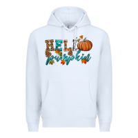 White hello pumpkin Premium Hoodie - HRA Design Shop