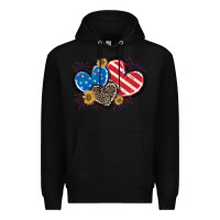 Black American Flag heart Premium Hoodie - CowGirlArtShop
