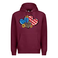 Burgundy American Flag heart Premium Hoodie - CowGirlArtShop