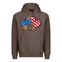 Coffee American Flag heart Premium Hoodie - CowGirlArtShop