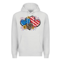 Dove Grey American Flag heart Premium Hoodie - CowGirlArtShop