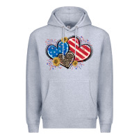 Heather Grey American Flag heart Premium Hoodie - CowGirlArtShop