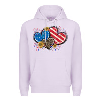Lilac American Flag heart Premium Hoodie - CowGirlArtShop