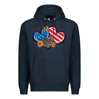 Navy American Flag heart Premium Hoodie - CowGirlArtShop