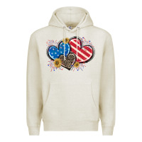Oatmeal Heather American Flag heart Premium Hoodie - CowGirlArtShop
