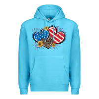 Ocean Blue American Flag heart Premium Hoodie - CowGirlArtShop