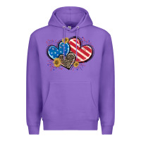 Purple American Flag heart Premium Hoodie - CowGirlArtShop