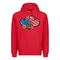 Red American Flag heart Premium Hoodie - CowGirlArtShop