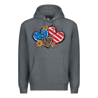 Rock American Flag heart Premium Hoodie - CowGirlArtShop