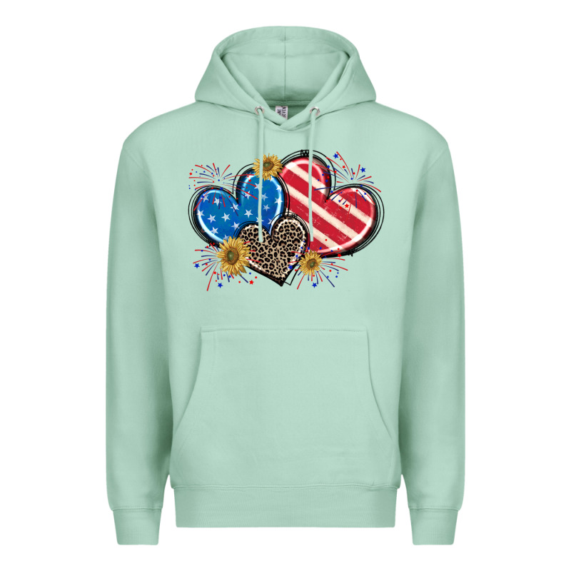American Flag Heart Premium Hoodie by CowGirlArtShop | Teevron