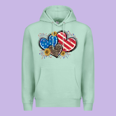 American Flag Heart Premium Hoodie Designed By Cowgirlartshop