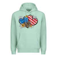 Seafoam American Flag heart Premium Hoodie - CowGirlArtShop