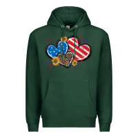 Sports Green American Flag heart Premium Hoodie - CowGirlArtShop
