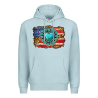 Blue Mist American flag leopard turquoise gemstone Premium Hoodie - Neo Western