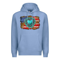 Colony Blue American flag leopard turquoise gemstone Premium Hoodie - Neo Western