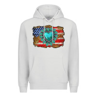 Dove Grey American flag leopard turquoise gemstone Premium Hoodie - Neo Western