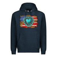 Navy American flag leopard turquoise gemstone Premium Hoodie - Neo Western