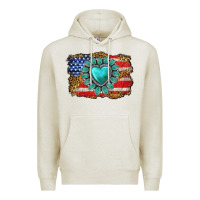 Oatmeal Heather American flag leopard turquoise gemstone Premium Hoodie - Neo Western