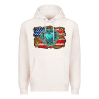 Pale Pink American flag leopard turquoise gemstone Premium Hoodie - Neo Western