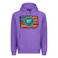 Purple American flag leopard turquoise gemstone Premium Hoodie - Neo Western
