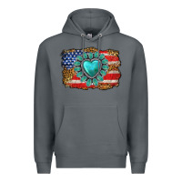 Rock American flag leopard turquoise gemstone Premium Hoodie - Neo Western
