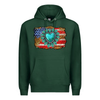 Sports Green American flag leopard turquoise gemstone Premium Hoodie - Neo Western