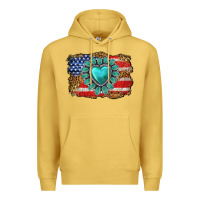 Antique Gold American flag leopard turquoise gemstone Premium Hoodie - Neo Western