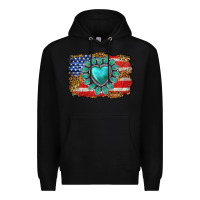 Black American flag leopard turquoise gemstone Premium Hoodie - Neo Western