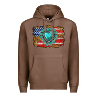 Chestnut American flag leopard turquoise gemstone Premium Hoodie - Neo Western
