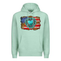 Seafoam American flag leopard turquoise gemstone Premium Hoodie - Neo Western