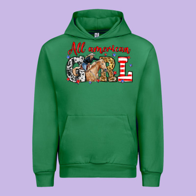 All American Girl With Cowgirl Urban Hoodie Designed By Neo Western