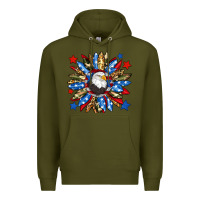 Army Green American flag sunflower Premium Hoodie - Neo Western