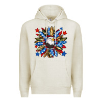 Oatmeal Heather American flag sunflower Premium Hoodie - Neo Western