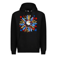 Black American flag sunflower Premium Hoodie - Neo Western