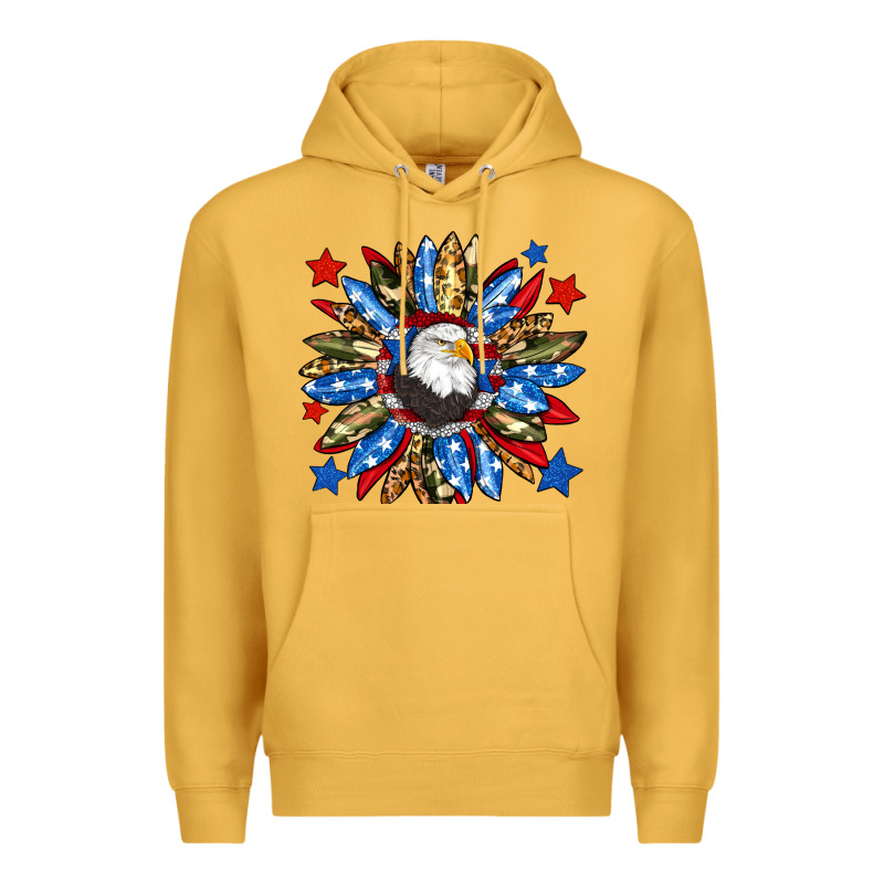 American Flag Sunflower Premium Hoodie by Neo Western | Teevron