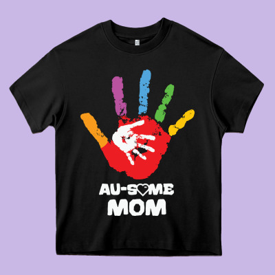 Lil Autism Mom Heavy Core Tee Designed By Cowhidedigitalart