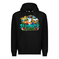 Black hello summer Premium Hoodie - SublimationCraftShop