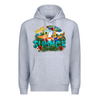 Heather Grey hello summer Premium Hoodie - SublimationCraftShop