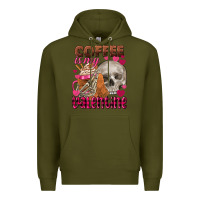Army Green coffee is my valentine skull Premium Hoodie - FaDigitalArtStudio