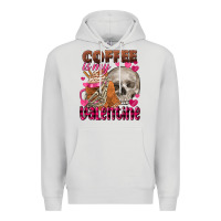 Dove Grey coffee is my valentine skull Premium Hoodie - FaDigitalArtStudio