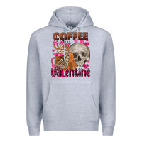 Heather Grey coffee is my valentine skull Premium Hoodie - FaDigitalArtStudio