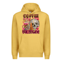 Antique Gold coffee is my valentine skull Premium Hoodie - FaDigitalArtStudio