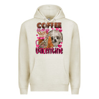 Oatmeal Heather coffee is my valentine skull Premium Hoodie - FaDigitalArtStudio