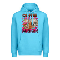 Ocean Blue coffee is my valentine skull Premium Hoodie - FaDigitalArtStudio
