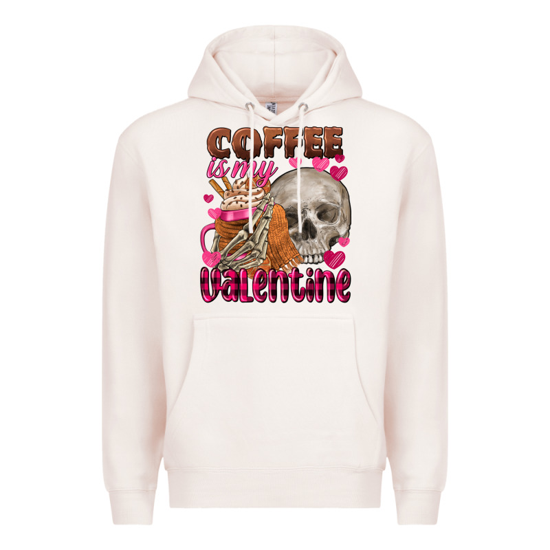 Coffee Is My Valentine Skull Premium Hoodie by FaDigitalArtStudio | Teevron